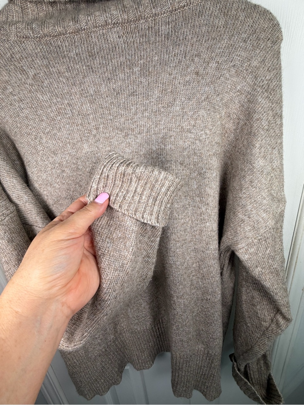 Renuar Taupe Cowl Neck Sweater Women's XXL Cozy Relaxed Fit Quiet Luxury Fall - Picture 9 of 11